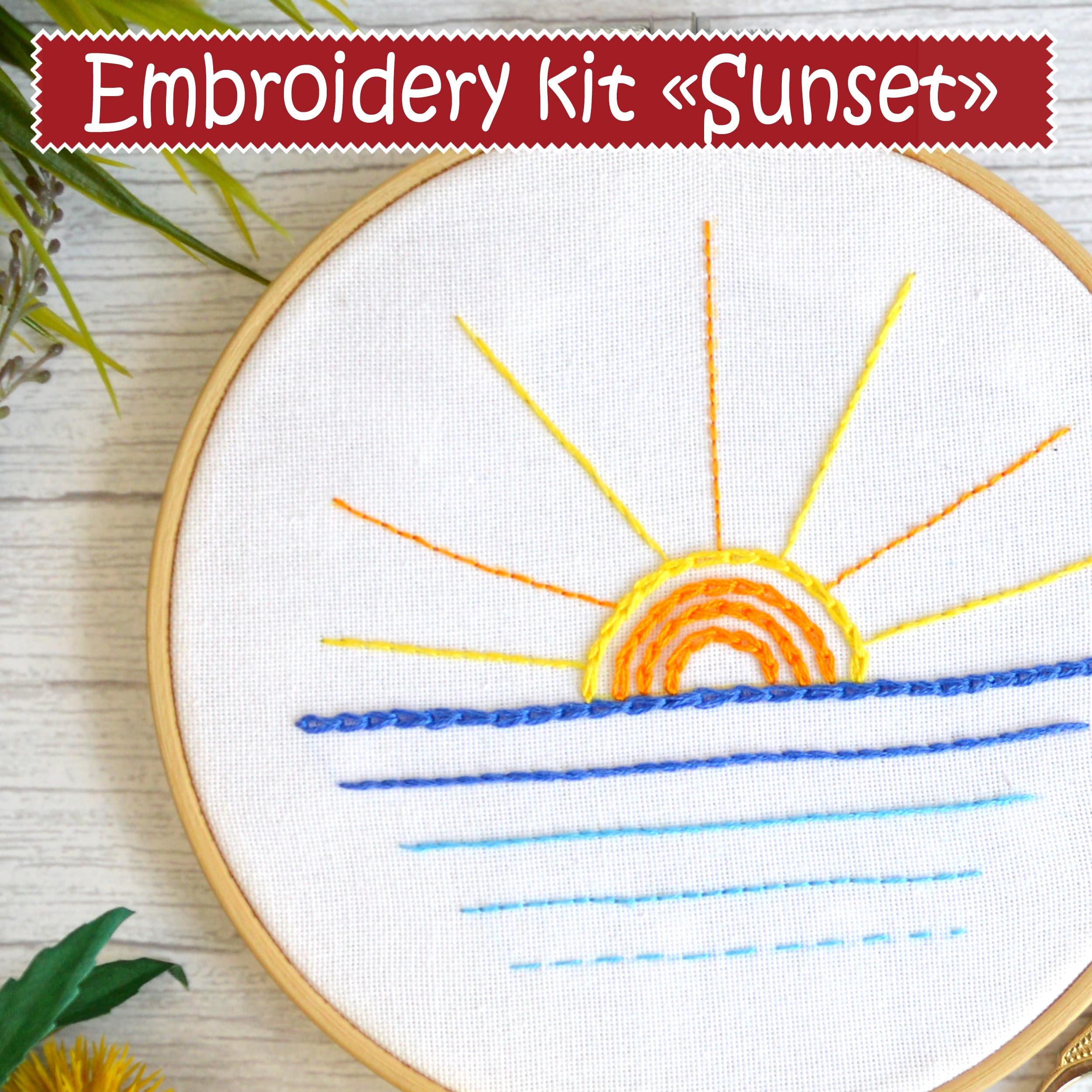 Amazon.com: Povitrulya Embroidery Kit for Beginners 'Sunset' - Fun